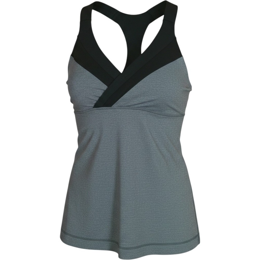 Lululemon Gray Heathered Surplice Racerback Tank Top w/Built-in Shelf Bra XS